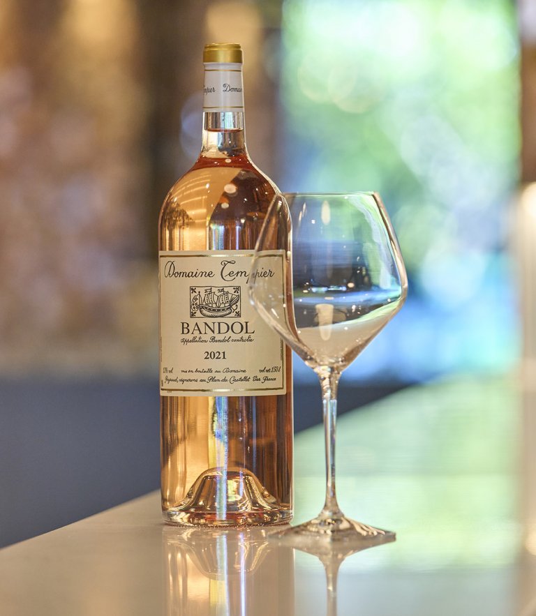 Wine and wine glass at La Bastide